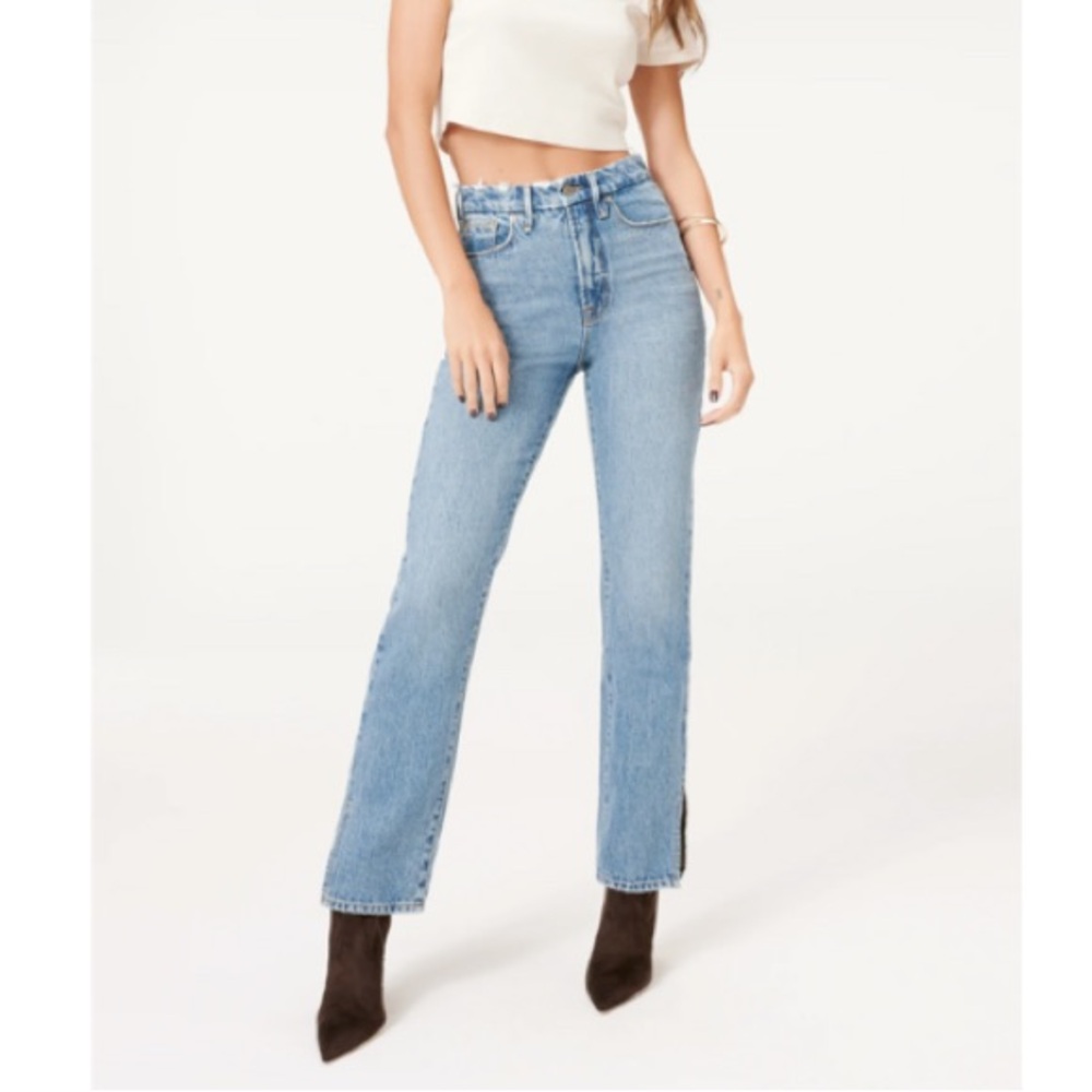 Good American Light Blue High-Rise Straight Jeans